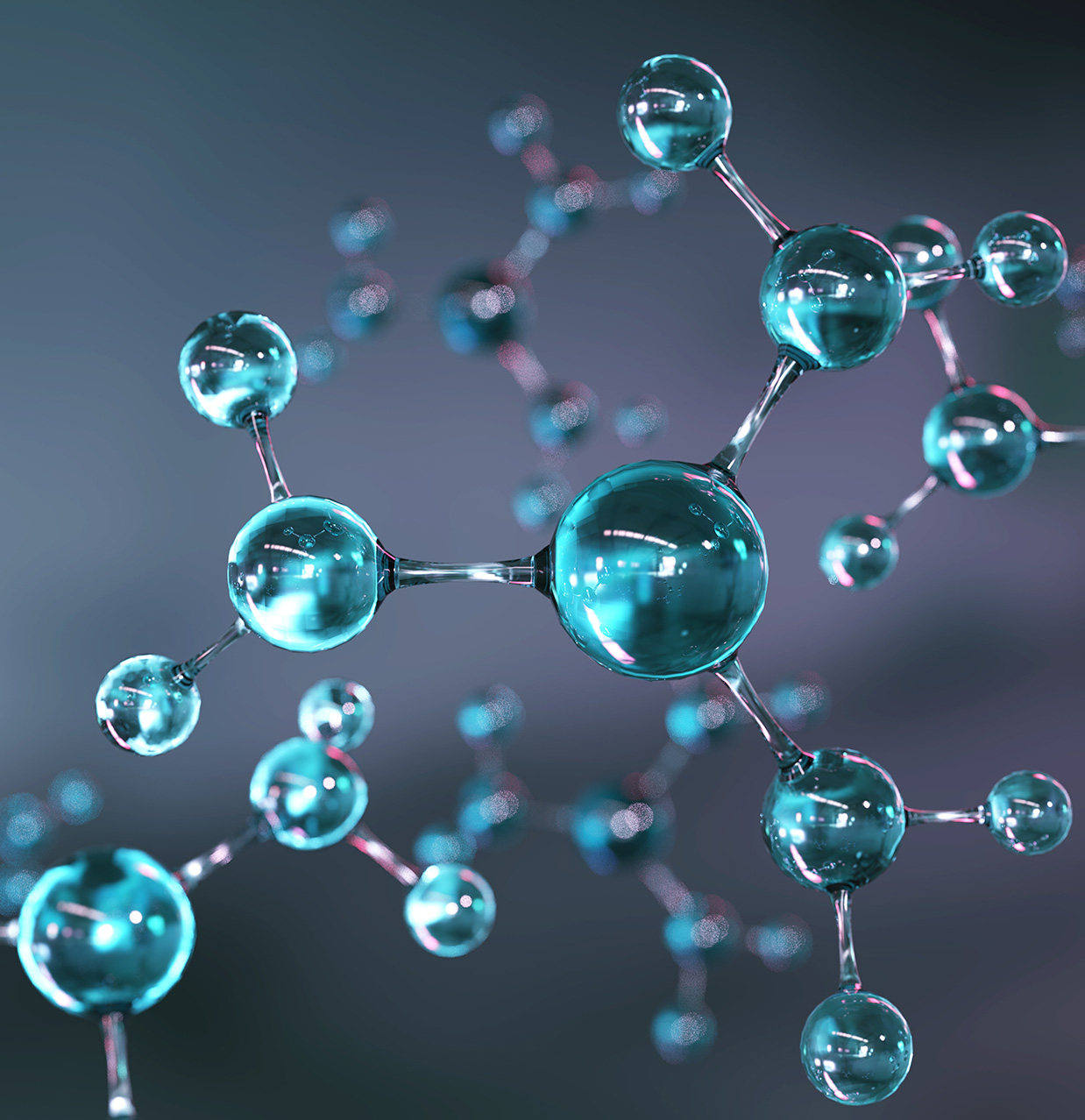 Räumliche Darstellung einer Molekülstruktur